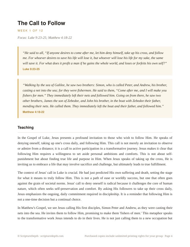 Following Jesus Daily: A 12-Session Discipleship Foundations Study, the opening page of week 1